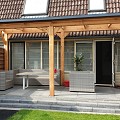 Pext Veranda Douglas - 7060x2500 vrijstaand - staanders 14x14 cm - wit - polycarbonaat opaal