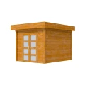 Hillhout douglas Topvision tuinhuis Roek 298x298 cm, met dubbele deur, transparant gespoten.