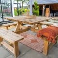 Picknicktafel Vierkant, 40 mm dik, bladmaat 115x115 cm.