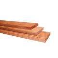 Douglas geschaafd dekdeel 1 zijde grof, 1 zijde fijn profiel, 2,4x13,8x500 cm, kleurloos geïmpregneerd.