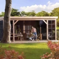 Douglasvision buitenverblijf Comfort compleet 500x270 cm, onbehandeld wanden zwart geimpregneerd