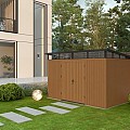 NewTechWood berging met dubbele deur, 344 x 210 cm, Teak