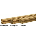 Grenen sleufpaal 8,8x8,8x270 cm, t.b.v. 28 mm profielplanken, tussenpaal, groen geïmpregneerd.