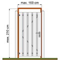 Tuindeurkozijn hardhout met aanslaglat, max. 160 cm breed.