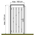 Tuindeurkozijn geschaafd grenen met aanslaglat, max. 160 cm breed, zwart geïmpregneerd.