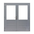 Hardhouten dubbele 1-ruits glasdeur Prestige met dubbelglas. 202x221 cm, grijs gegrond.