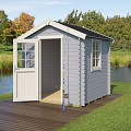 Blokhut Wels 200x200 Platinum Grey-Wit