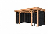 Douglasvision buitenverblijf Comfort compleet 600 x 270 cm onbehandeld  wanden zwart ge