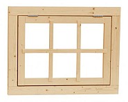 Vuren 6-ruits uitzetraam. 91x70 cm, onbehandeld.