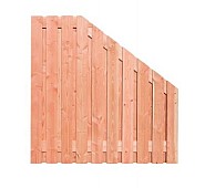 Douglas geschaafd plankenscherm 21-planks 16 mm, 180x180-90 cm t.b.v. betonsysteem, recht aflopend onbehandeld.