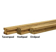 Grenen sleufpaal 8,8x8,8x270 cm, t.b.v. 28 mm profielplanken, eindpaal, groen geïmpregneerd.
