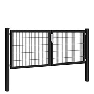 Hillfence metalen dubbele poort Premium-line inclusief slot, 300 x 100 cm, zwart