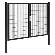 Hillfence metalen dubbele poort Premium-line inclusief slot, 300 x 180 cm, zwart