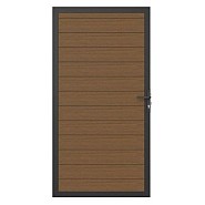Newtechwood co-extrusie composiet deur in aluminium frame, horizontaal, 100x195 cm, teak.