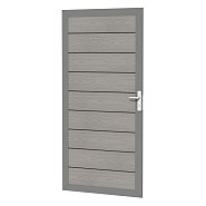 Composiet deur met houtmotief in aluminium frame 90x183 cm, grijs.