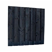 Douglas fijnbezaagd plankenscherm 15-planks 19 mm, 180x180 cm, zwart gedompeld.