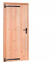 Douglas enkele dichte deur met zwart beslag inclusief kozijn, linksdraaiend, 90 x 201 cm, onbehandeld.