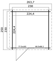 Blokhut Wels 230x230 Carbon Grey-Wit