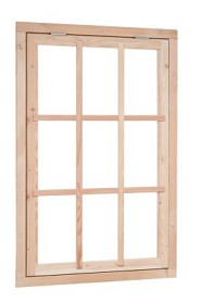 Douglas 9-ruits uitzetraam. 91x136 cm, groen geïmpregneerd.