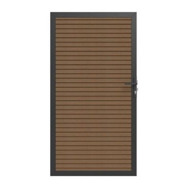 Newtechwood co-extrusie composiet deur in aluminium frame, horizontaal triple, 100x195 cm, teak.