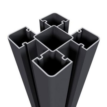 Newtechwood aluminium sleufpaal, met paalkap en paalhouder, 8x8x190 cm, zwart.