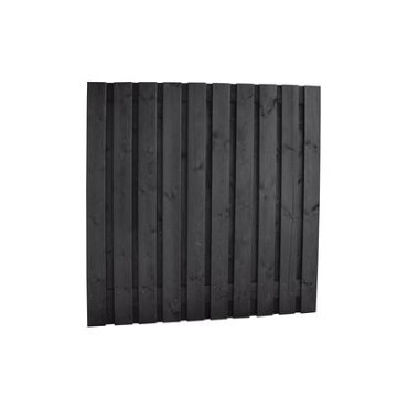 Grenen geschaafd plankenscherm 21-planks 15 mm, 180x180 cm, recht, geïmpregneerd en zwart gespoten.