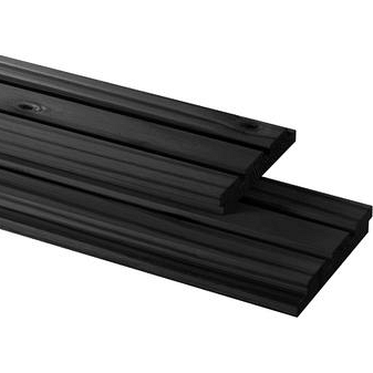 Vuren geschaafd triple profiel 2,2x14x400 cm, zwart gedompeld.