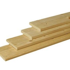 Scandinavisch vuren geschaafde plank 1,8x14,5x300 cm. groen geïmpregneerd.