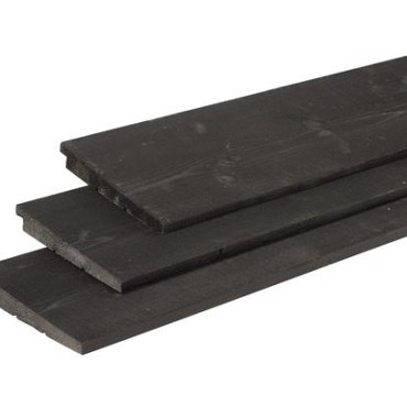 Vuren Zweeds rabat 1 zijde geschaafd, 1 zijde fijnbezaagd 1,1-2,7x19,5x300 cm, zwart gedompeld
