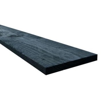 Douglas fijnbezaagde potdekselplank 2,2x20x400 cm, zwart gespoten.