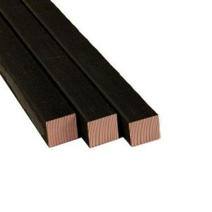 Douglas geschaafde paal 4,5x4,5x300 cm, zwart gespoten.