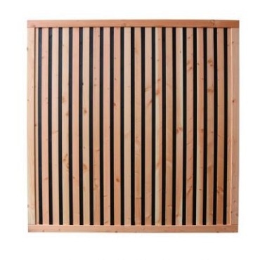 Douglas geschaafd rhombus plankenscherm met zwarte binnenkant, 180x180 cm, zwart/onbehandeld.