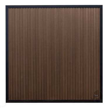Elephant schutting Stripes houtcomposiet FSC/GRS 1800x1800mm co-ex driftwood dark met zwart kader (voor vertical gebruik)