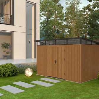 NewTechWood berging met dubbele deur, 344 x 210 cm, Teak