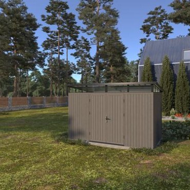 NewTechWood berging met dubbele deur, 344 x 210 cm, Silver Gray