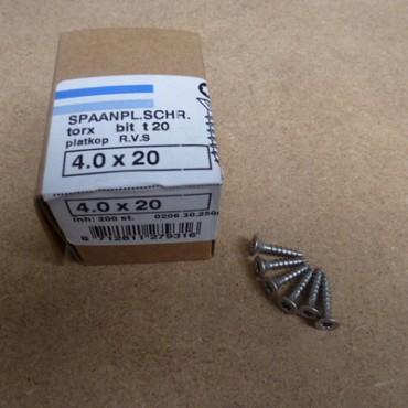 Spaanplaatschroef TX PK RVS 4.0X20 (200 st)