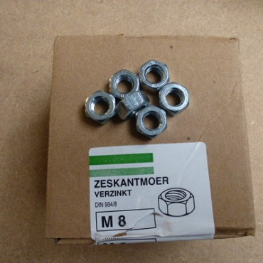 Moer zeskant verzinkt DIN 934 8.8  M8 (250 st)
