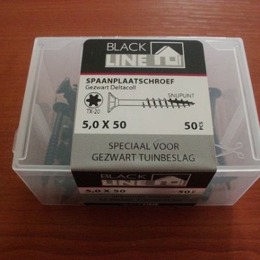 spaanplaatschroef zwart TX PK 5.0x50 (50st)