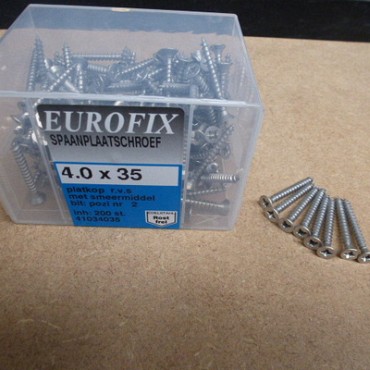 Spaanplaatschroef pozidrive 4.0X50 (200ST) PK RVS kuip