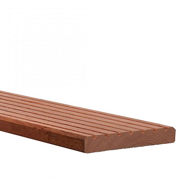 Hardhouten geprofileerd dekdeel, 1 zijde profiel, 1 zijde glad, 2,1x14,5x395 cm. klasse 2