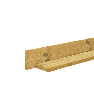 Grenen blokhutplank (afdekplank) 2,8x13,5x200 cm, groen geïmpregneerd.