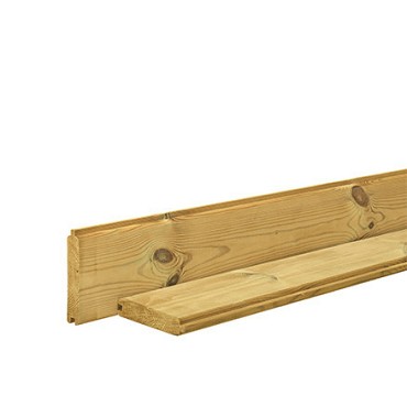 Grenen blokhutplank 2,8x14,5x300 cm, groen geïmpregneerd.