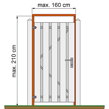 Tuindeurkozijn hardhout met aanslaglat, max. 160 cm breed.