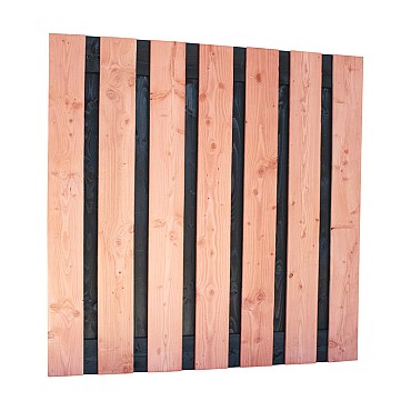 Douglas fijnbezaagd plankenscherm met zwarte binnenkant, 19 mm, 180 x 180 cm