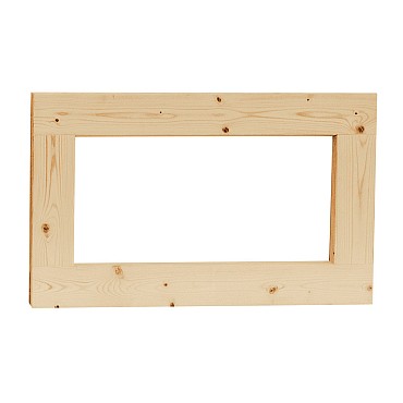 Vuren vast raam met helder glas. 72x45 cm, onbehandeld.