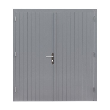 Hardhouten dubbele dichte deur Prestige. 202x221 cm, grijs gegrond.