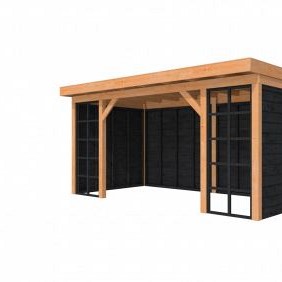 Douglasvision buitenverblijf Comfort compleet 500x270 cm, onbehandeld wanden zwart geimpregneerd