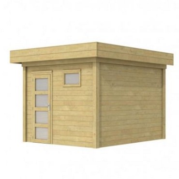 Topvision tuinhuis Tapuit 300x300 cm, met enkele deur en raam, groen geïmpregneerd.