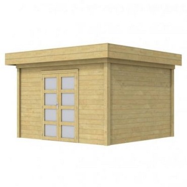 Topvision tuinhuis Parelhoen 400x300 cm, met dubbele deur, groen geïmpregneerd.