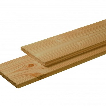 Douglas plank 1 zijde geschaafd, 1 zijde fijnbezaagd 2,8x24,5x400 cm, groen geïmpregneerd.